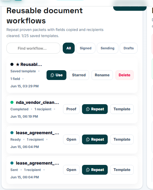Templates Library dashboard screenshot