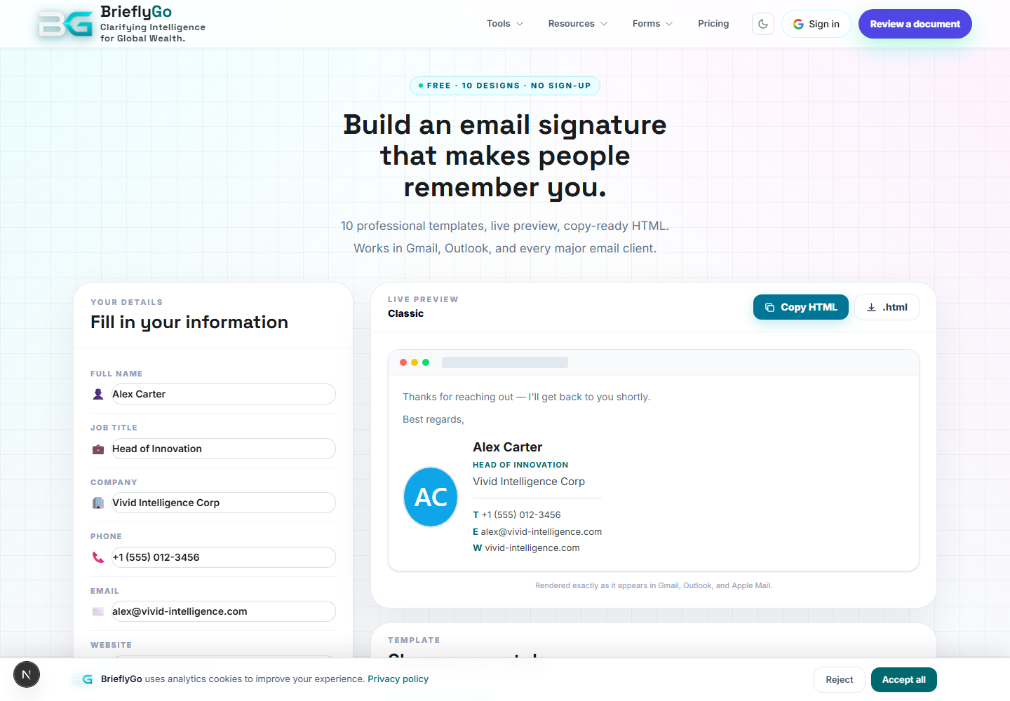 Email Signature screenshot