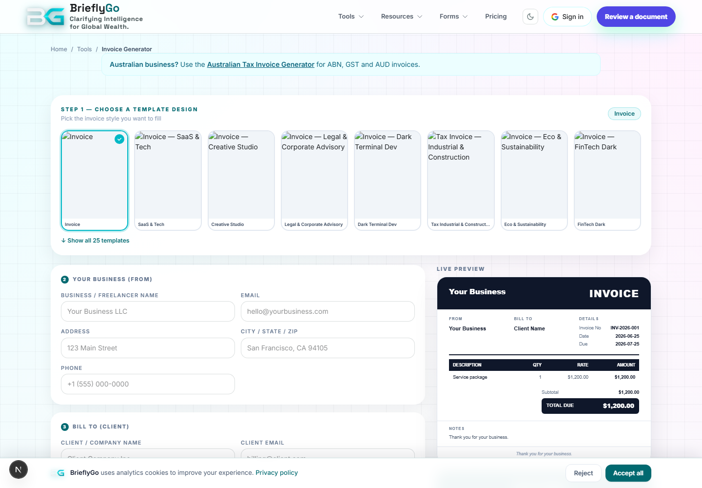Invoice Generator screenshot