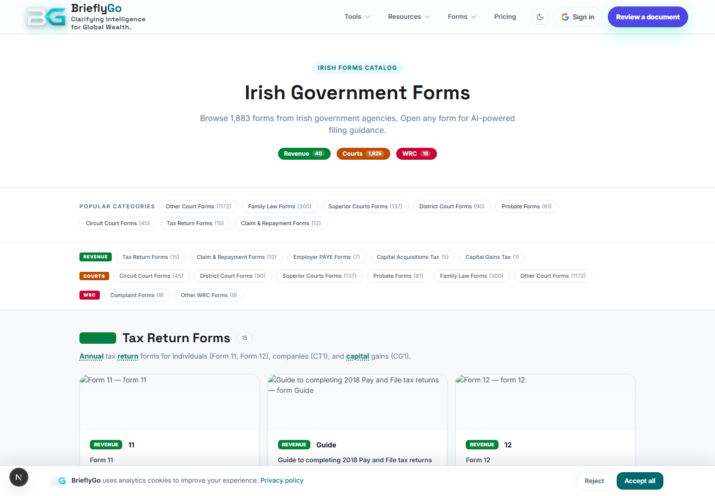 Irish Forms Catalog screenshot