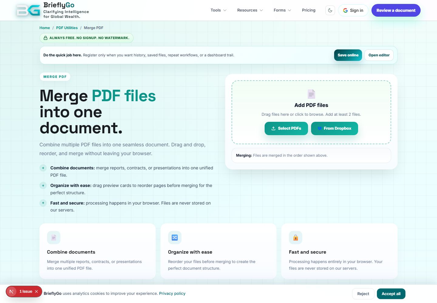 Merge PDF screenshot