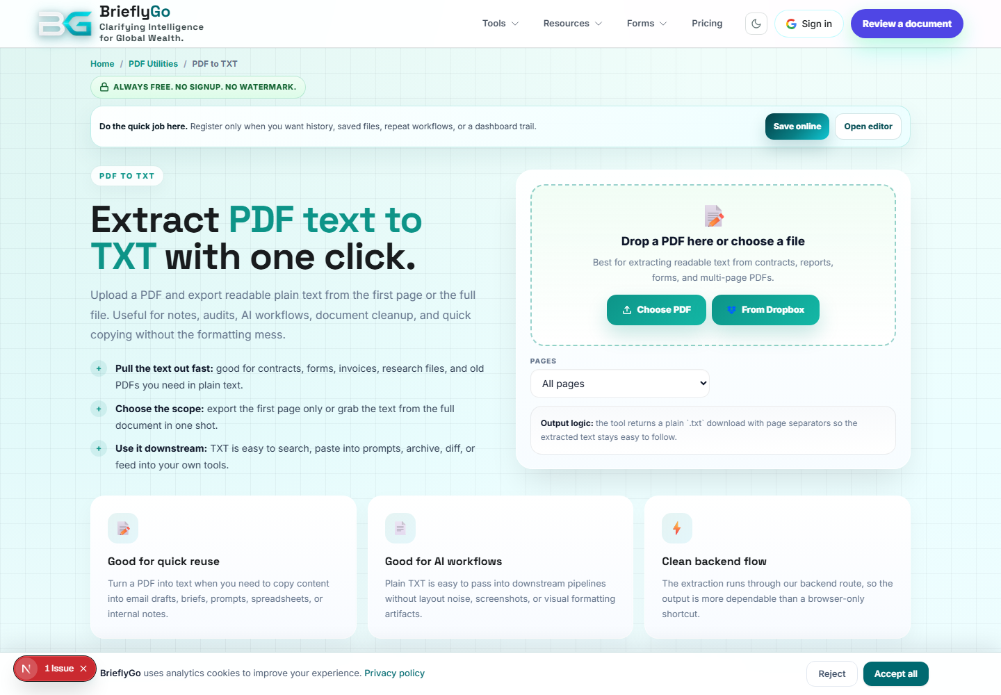 PDF to TXT screenshot
