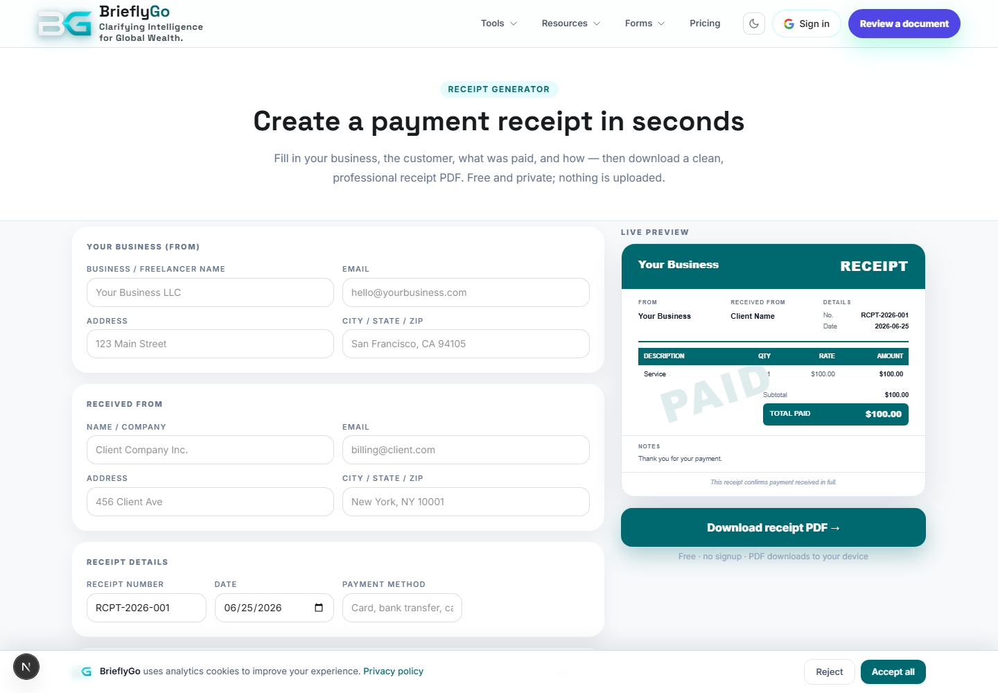 Receipt Generator
