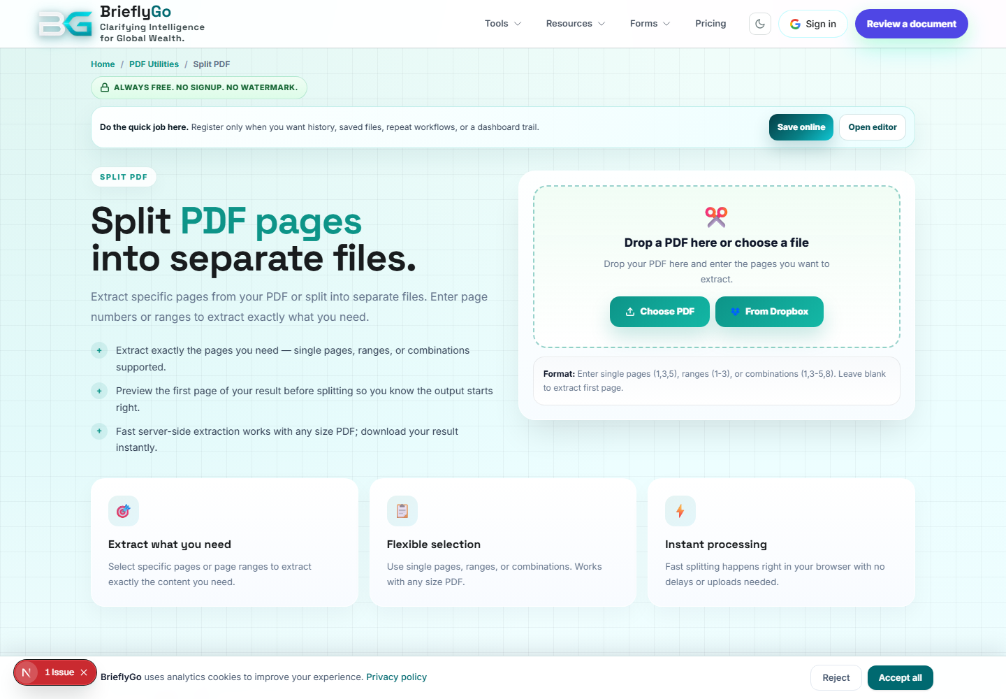 Split PDF screenshot
