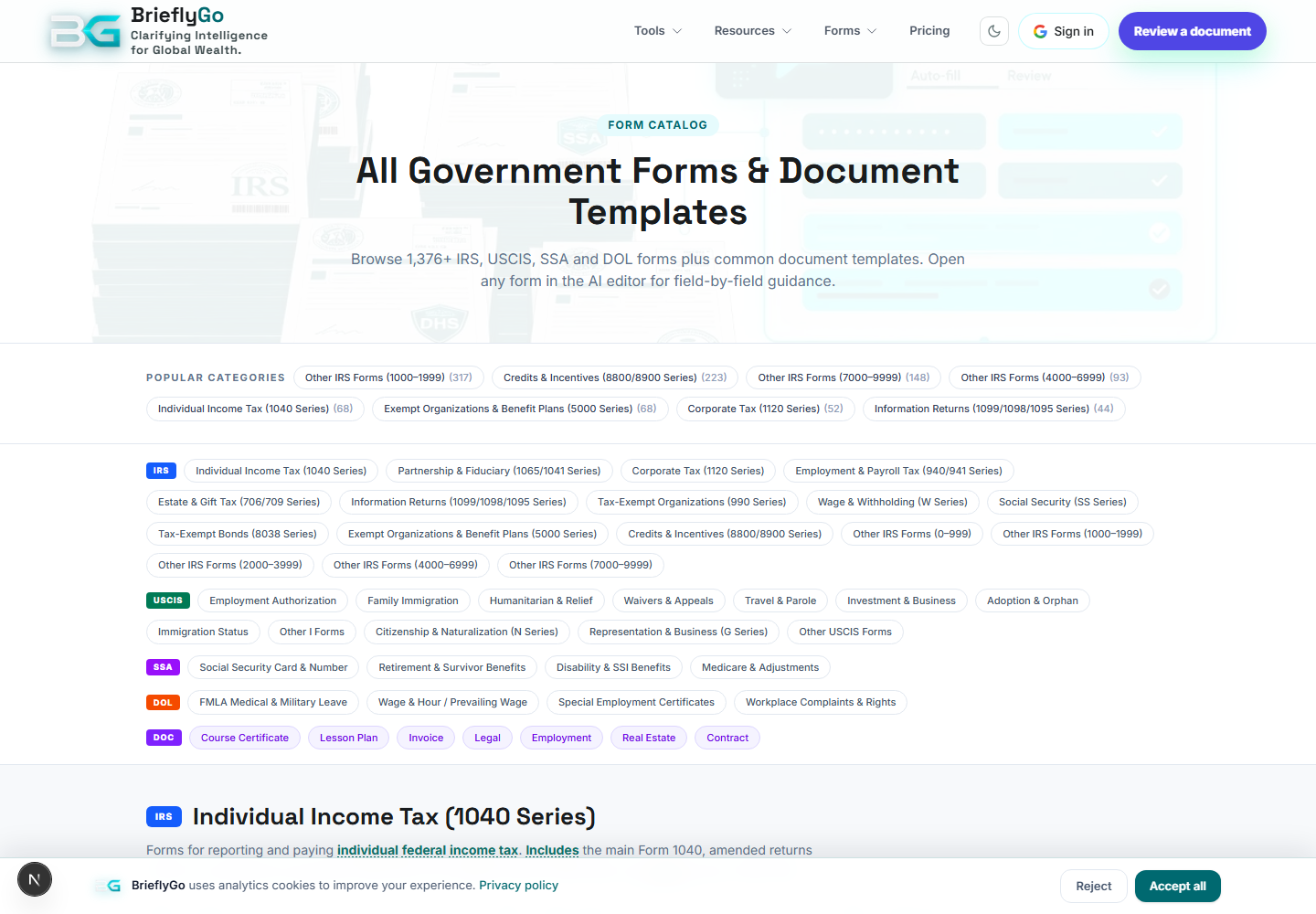 US Forms Catalog screenshot